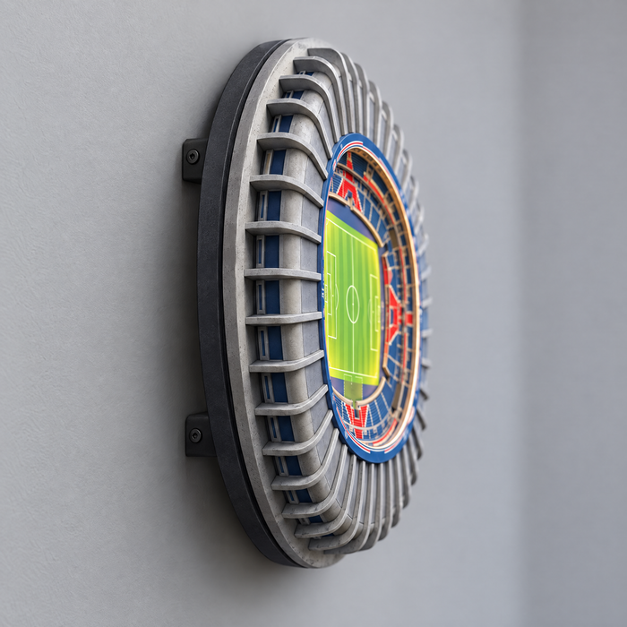 Stade 3D vu de profil : relief et tribunes